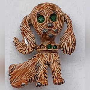VINTAGE 60s-70s Brooch Spaniel Brown Enamel